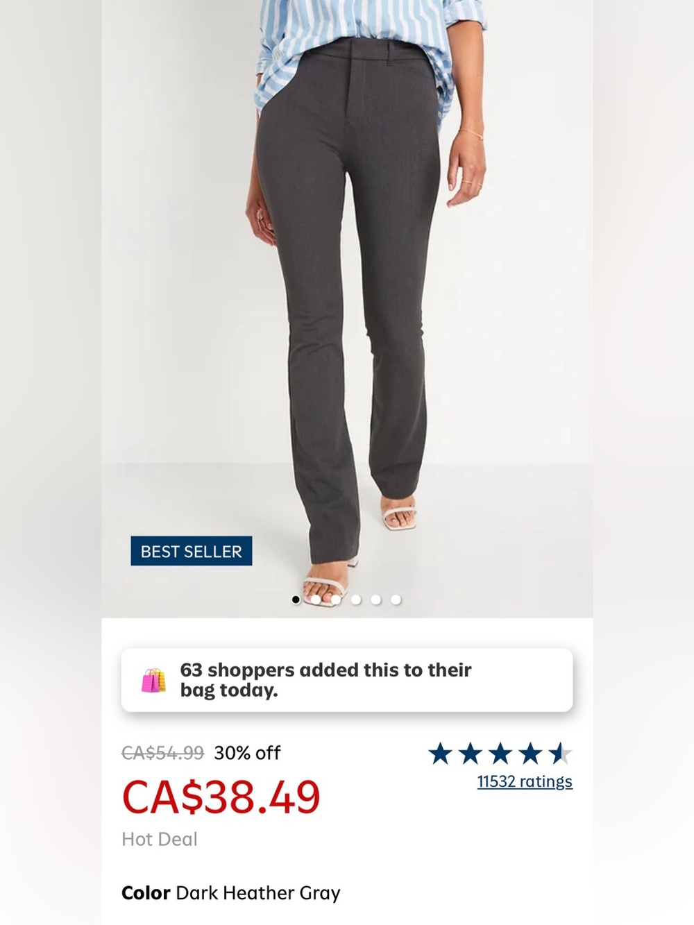 EUC Old Navy high rise pixie flare pants size 14 dark Heather gray